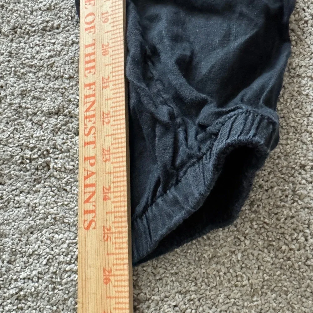 Athleta Cabo Linen Jogger Black Pants Size 10 Athleisure Coastal Travel Beach